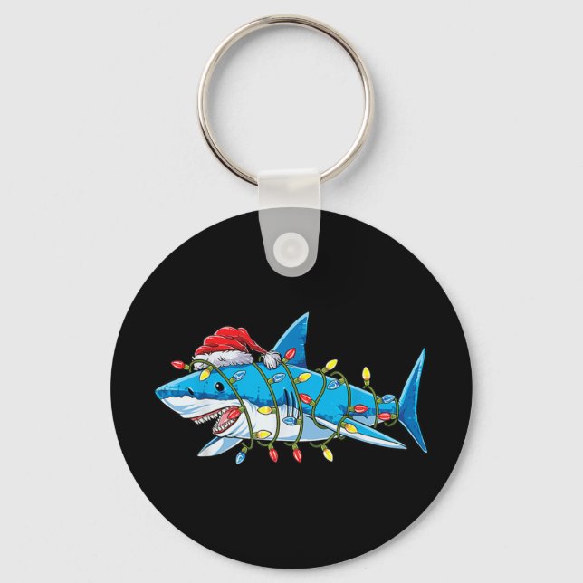 Porte-clés Santa Shark Christmas Lights Sharkma Tree Xmas Bo (Recto)