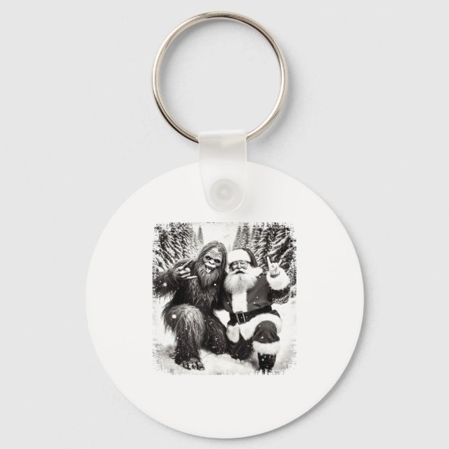 Porte-clés Santa With Bigfoot Christmas Lights Funny Sasquatc (Recto)