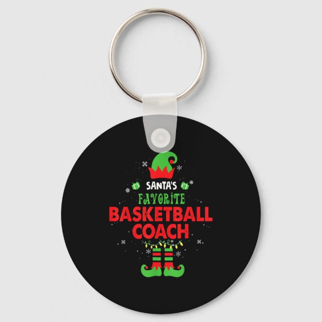 Porte-clés Santa's Favorite Basketball Coach Funny Elf Family (Recto)