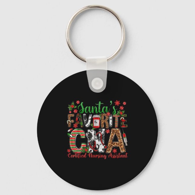 Porte-clés Santa's Favorite Cna Certified Nursing Istant Chri (Recto)