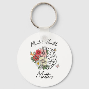 Porte-clés Santé mentale S Cerveau floral Santé mentale