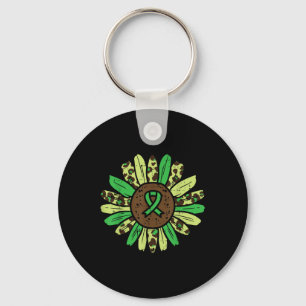 Porte-clés Santé mentale Tournesol Vert Ribbon Sensibilisatio