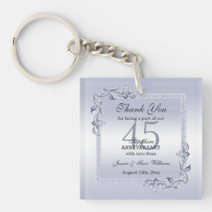 Porte-clés Sapphire Gem & Parties scintillant 45e anniversair
