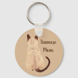 Porte-clés Sasha Siamese Cat Person Kitty Looking Away Art