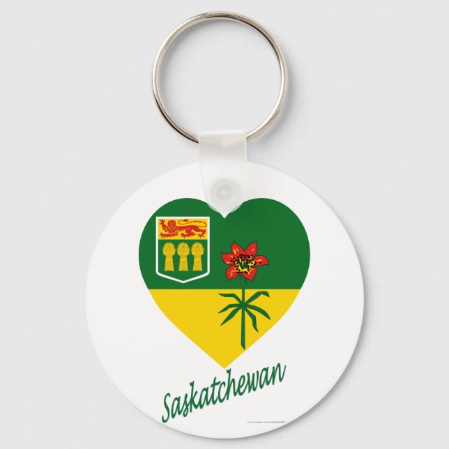 Porte-clés Saskatchewan Coeur drapeau avec nom (Recto)