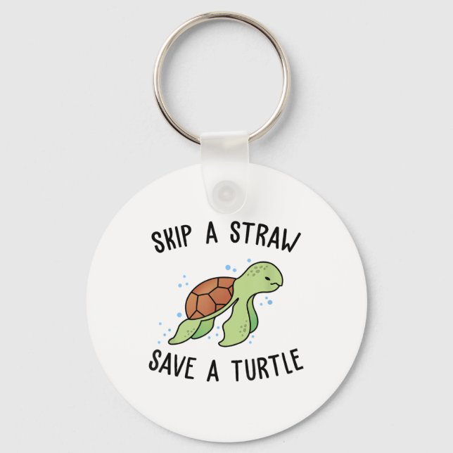 Porte-clés Sauter Une Paille Économiser Une Tortue Permet De  (Recto)