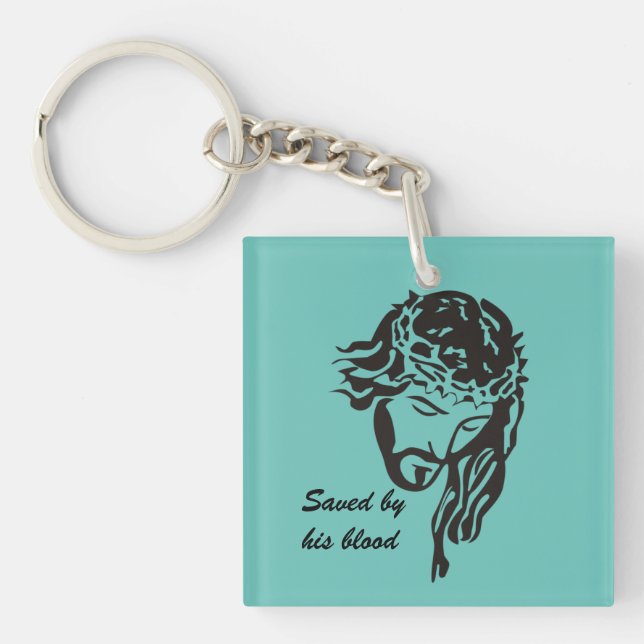 Porte-clés Sauvé par le sang Jésus Couronne d'épines (Devant)