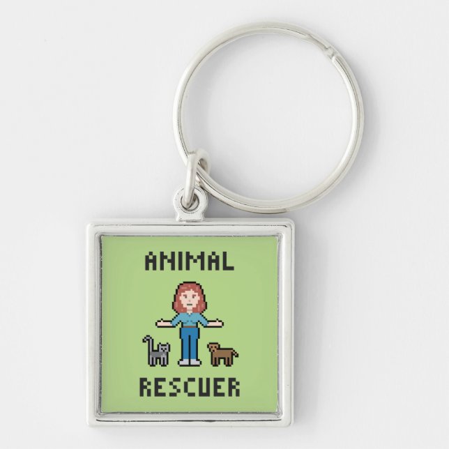 Porte-clés Sauveteur d'animal de pixel (Devant)