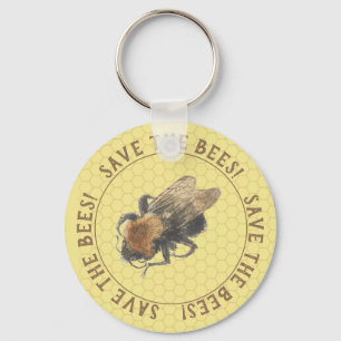 Porte-clés Sauvez les abeilles   Abeille de miel Vintage et p