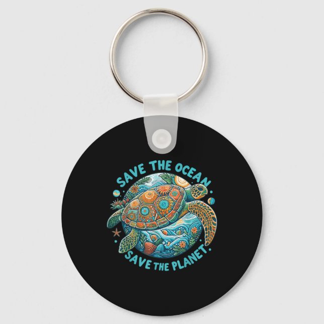 Porte-clés Sauvez L'Océan Sauvez La Planète Mignonne Tortue D (Recto)