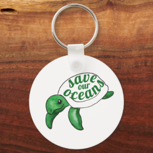 Porte-clés Sauvez nos océans Cute Turtle