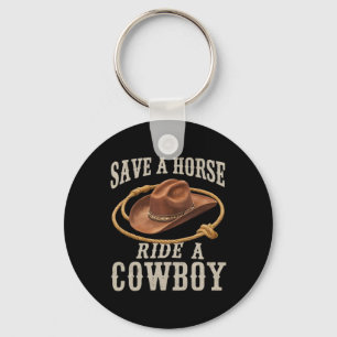 Porte-clés Sauvez Une Balade À Cheval Un Cowboy Drôle Rodeo H