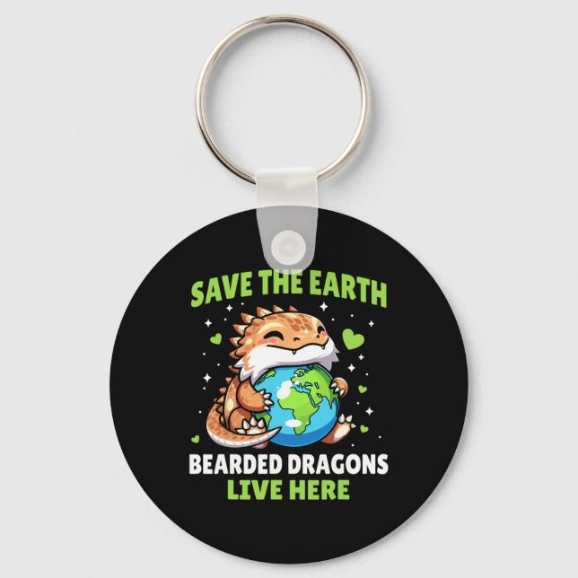 Porte-clés Save Earth Beared Dragon Design - Drôle Animal Ea (Recto)