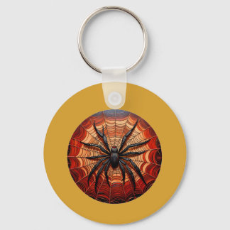 Porte-clés Scaey Black Spider Attend Sur Son Web