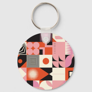 Porte-clés Scandinave géométrique : Motif d'oeuvres colorées