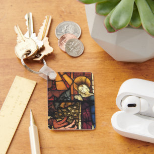 Porte-clés Scène de la Nativité de Noël vintage en verre colo