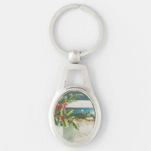 Porte-clés Scène de Noël Hiver de neige blanche