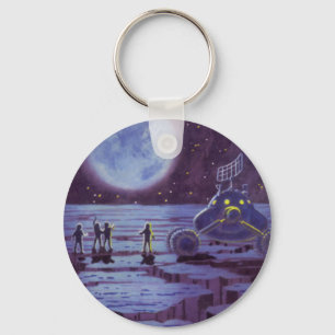 Porte-clés Science-fiction vintage, Sci Fi Alien Lune Landing