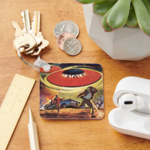 Porte-clés Science-fiction vintage, Sci Fi UFO Alien Invasion