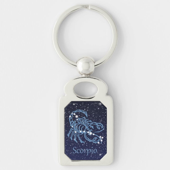 Porte-clés Scorpio Constellation & Zodiac Signe avec étoiles (Devant)