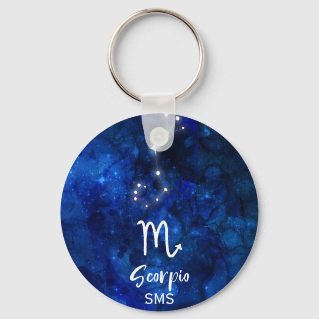Porte-clés Scorpio Zodiac Constellation Bleu Galaxie Monogram (Recto)
