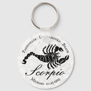 Porte-clés Scorpio Zodiac Sign Astrology Black White Custom