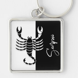Porte-clés Scorpio Zodiac Sign, Black & White Keychain