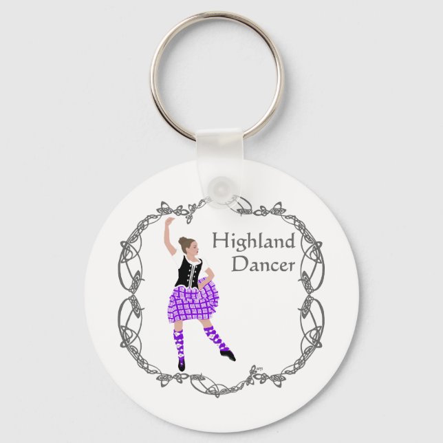 Porte-clés Scottish Highland Dancer Celtic Knotwork violet (Recto)