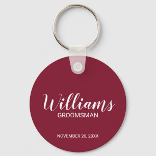 Porte-clés Script moderne Nom du Groomsman personnalisé