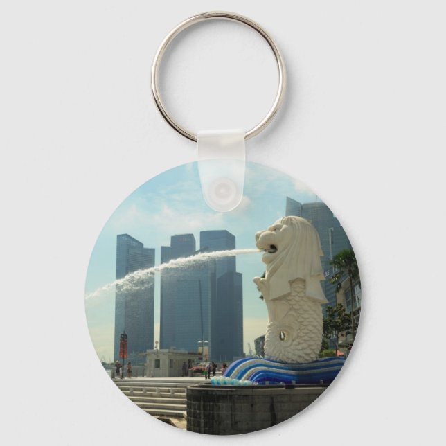 Porte-clés Sculpture de Merlion Singapour (Recto)