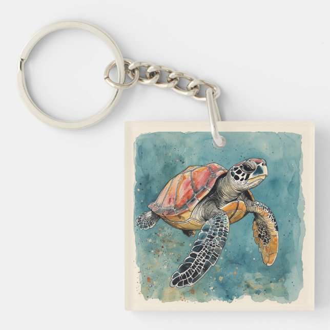 Porte-clés Sea Turtle Watercolor (Devant)