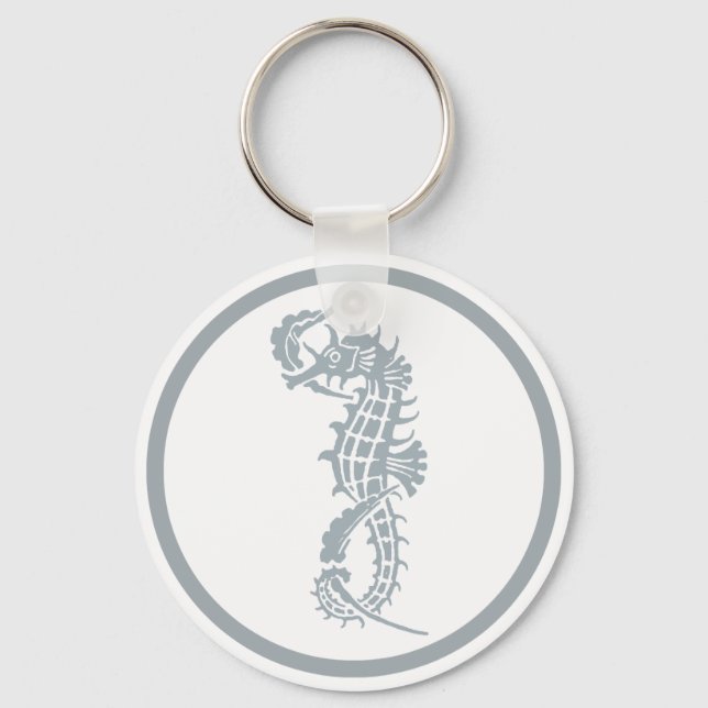 Porte-clés Seahorse Bleu Classique Nautique Élégant (Recto)