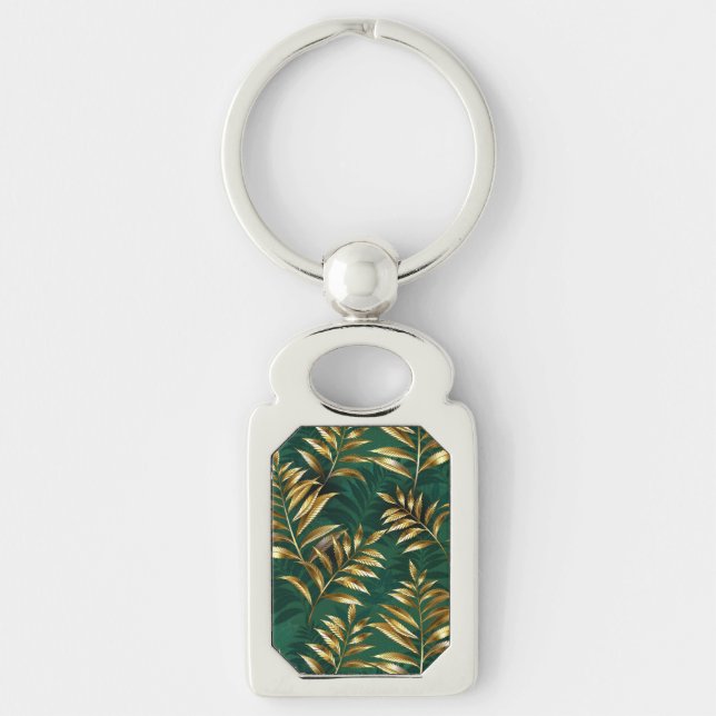 Porte-clés Seamless pattern with golden ferns (Devant)