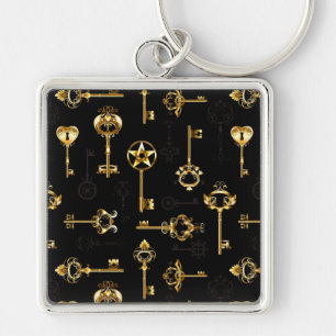 Porte-clés Seamless Pattern with Golden Keys