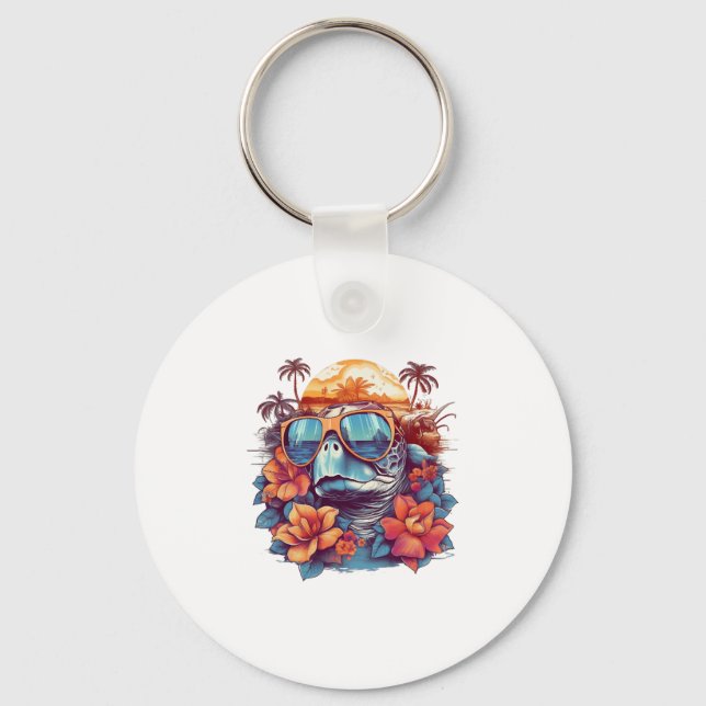 Porte-clés Seaturtle with sunglasses at the beach Copy (Recto)
