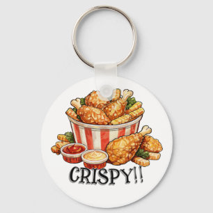 Porte-clés Seau de poulet frit croustillant - Art à l'aquarel