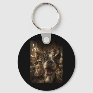 Porte-clés Selfie de Boston Terrier féminin avec des poupées