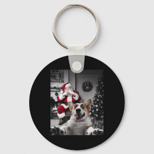 Porte-clés Selfie De Chien De Corgi De Noël Drôle Avec Le Pèr