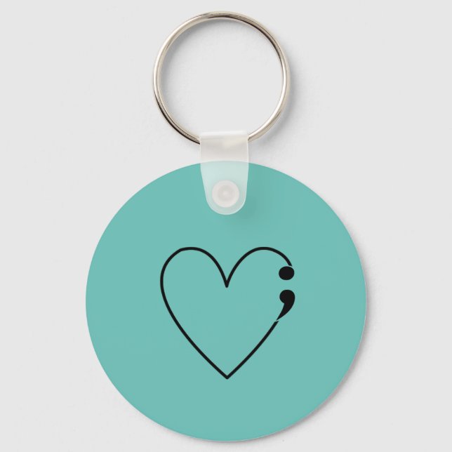 Porte-clés Semicolon du suicide Coeur Keychain (Recto)