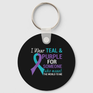 Porte-clés Semicolon Turquoise Et Violet Ribbon Sensibilisati