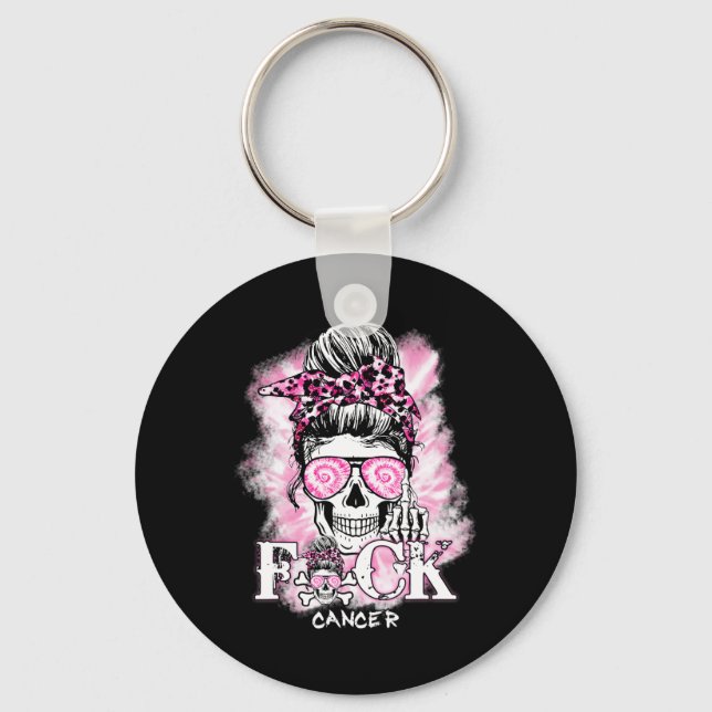 Porte-clés Sensibilisation au cancer du sein Crâne F Ck Cance (Recto)