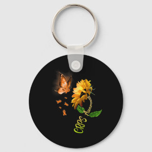 Porte-clés Sensibilisation aux FCRP de tournesol papillon