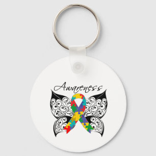 Porte-clés Sensibilisation aux papillons de tatouage - Autism