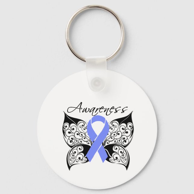 Porte-clés Sensibilisation aux papillons de tatouage - Cancer (Recto)