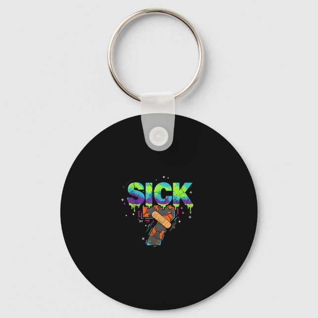 Porte-clés Sept Sick Meme Graffiti Dégoulinant Amusant Jeu de (Recto)
