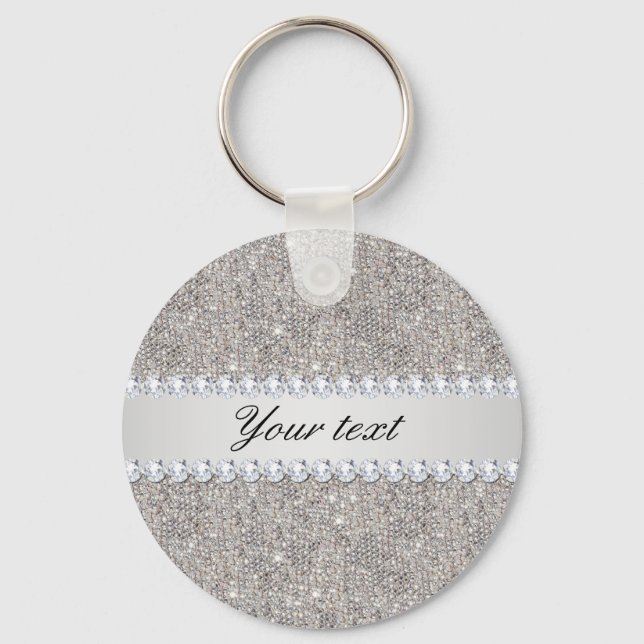 Porte-clés Séquences d'argent Faux et diamants (Recto)