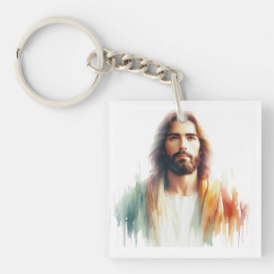Porte-clés Serene Watercolor Jesus Christ Portrait – Spiritua