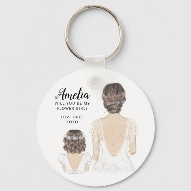 Porte-clés Serez-vous mon clavier de fille de fleurs (Recto)