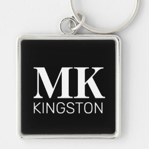 Porte-clés Serif classique personnalisé en noir DM