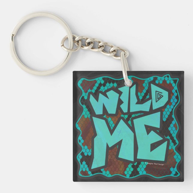 Porte-clés Serpent Wild Me Impression Brown et Turquoise (Devant)